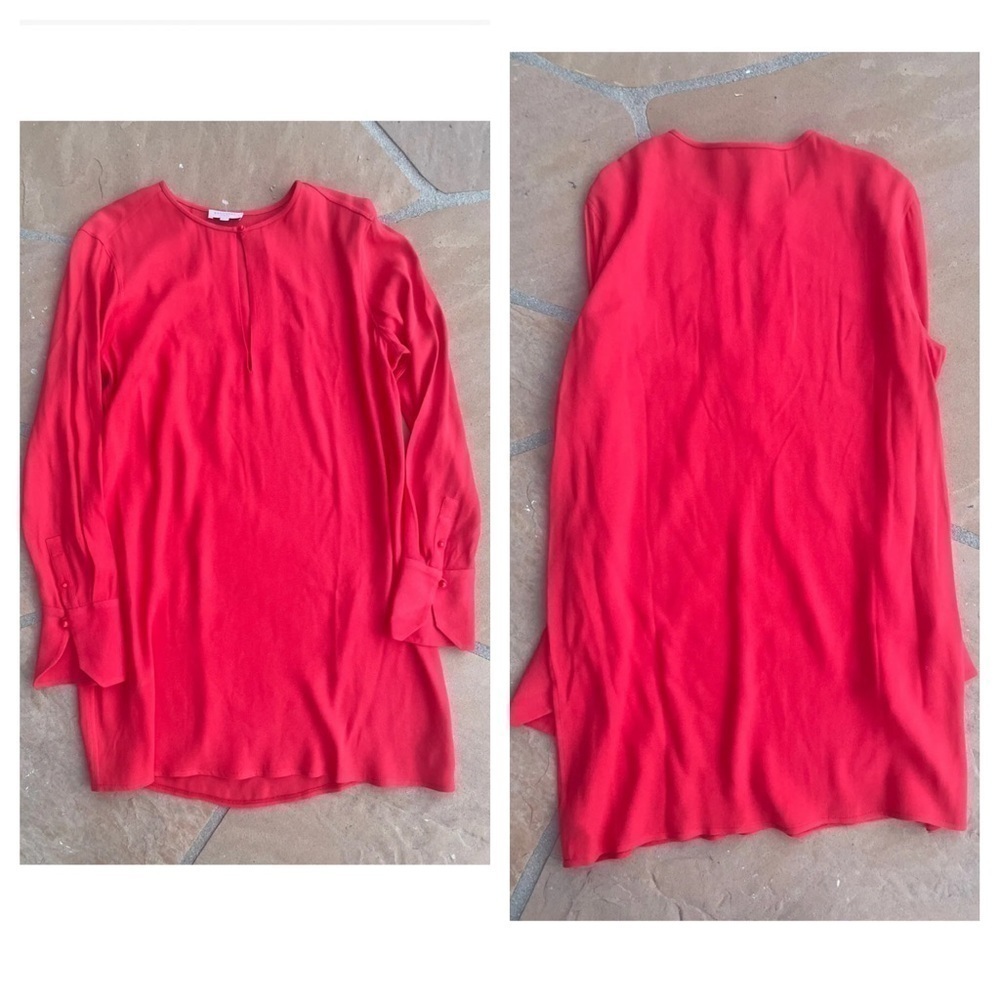 Equipment Femme Womens Red Orange Collared Dress L